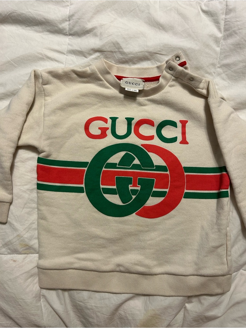 Gucci Kids Cream Sweatshirt with Red & Green Logo